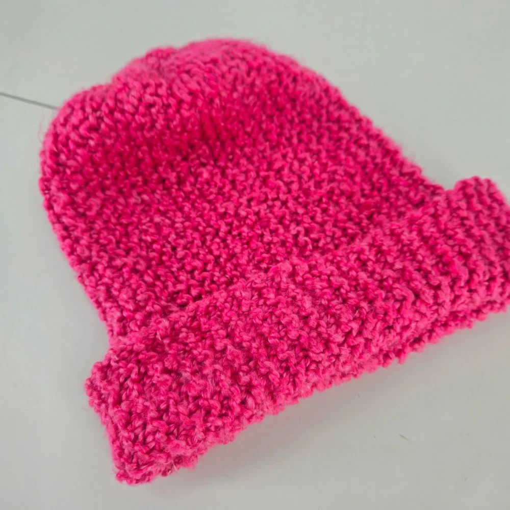 Handmade Soft Chunky Knit Slouchy Beanie Hat Bright Pink Unisex ‎ Crochet